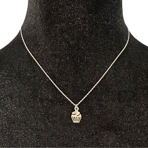 Liz Claiborne Cupcake Pendant Necklace Silver Tone